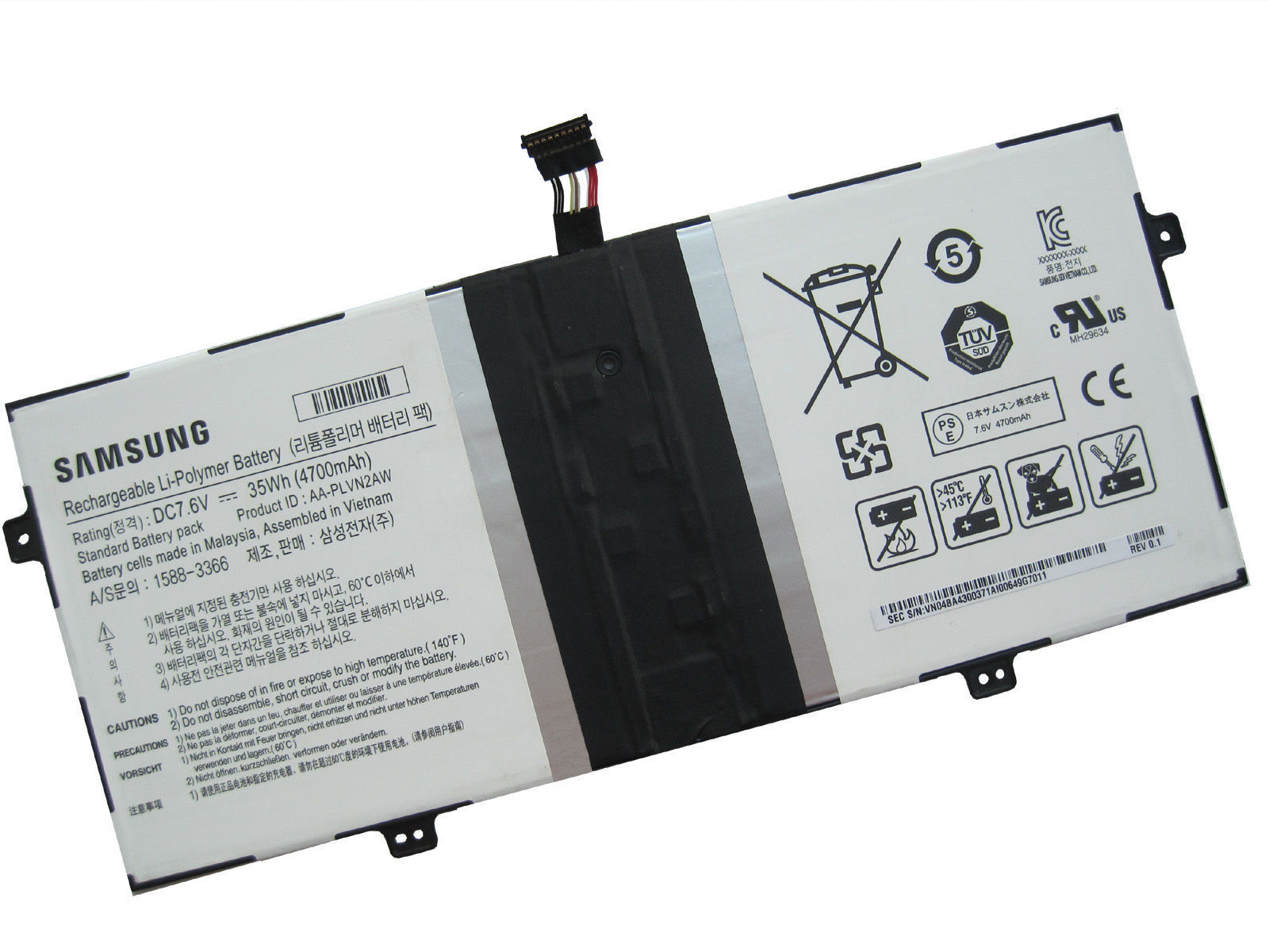 35Wh 4700mAh Samsung 930X2K-K01 ATIV BOOK 9 Serie Akku